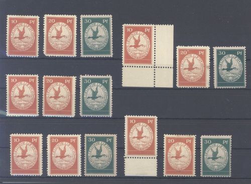 Dt. Reich, 5 x Michel I-III, Flugpost 1912 ungebraucht *