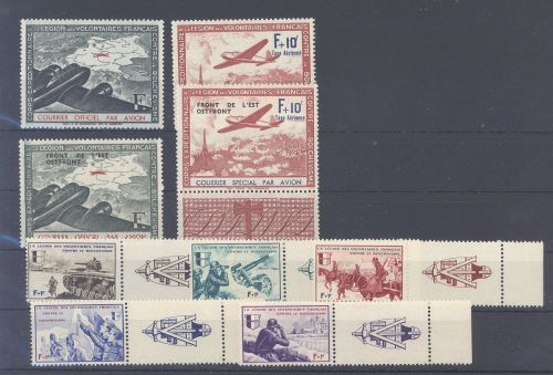 Dt. Bes. 2. WK Frankreich Michel Nummer II-X, Freimarken 1942 **