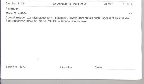 Alle Welt, 4 Autionslose als Posten