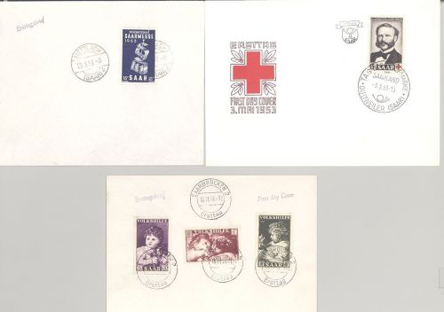 Saarland, 3 verschiedene FDC als Posten