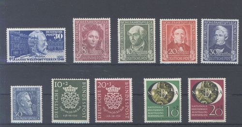Bund, ** Posten besserer Werte und Sätze aus 1949-1951