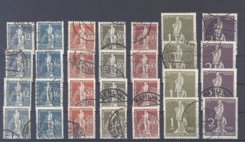 Berlin, 4 x Michel Nummer 35-41 Stephan 1949 gestempelt