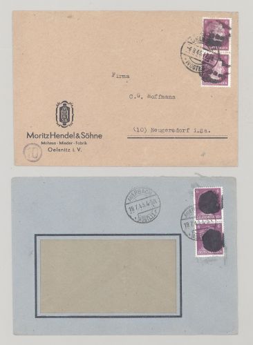 SBZ, sächsische Schwärzungen, 5 Briefe aus verschiedenen Orten, gp. BPP