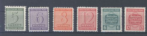 SBZ Michel Nummer 120-23x und 124-25 x aus Freimarken 1945 **