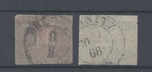 Preußen Michel Nummer 20-21, Innendienst 1866 gestempelt