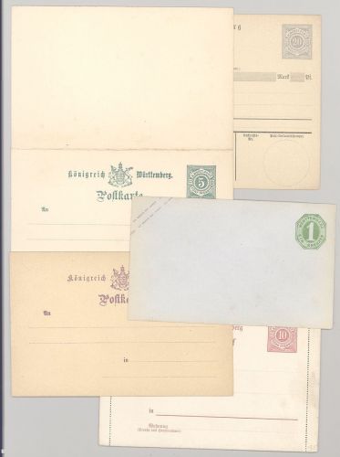 Württemberg, 7 verschiedene GA als Posten