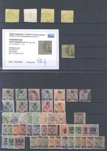 Württemberg, Posten auf 3 Steckkarten auch geprüfte - Befund Werten