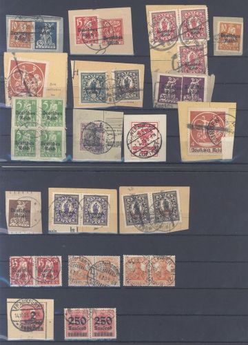 Dt. Reich, gestempelter Posten Briefstücke - Einheiten auf 4 Steckkarten