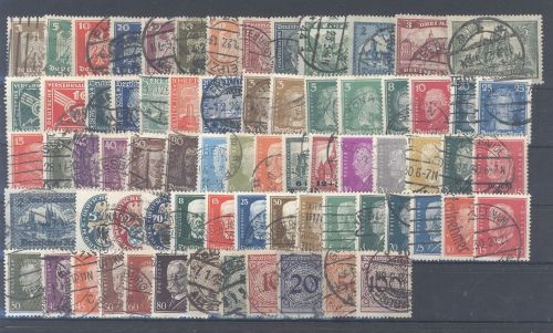 Dt. Reich, gestempelter Posten aus 1924-32 auf Steckkarte