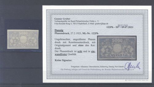 Danzig Michel Nummer 122 Ph, 5000 Mark als Phasendruck, Befund BPP