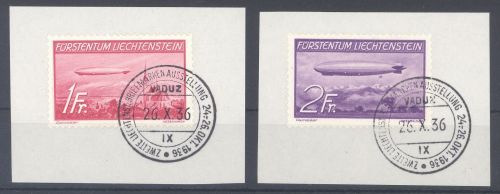 Liechtenstein Michel Nummer 149-50, Freimarken 1936 gestempelt