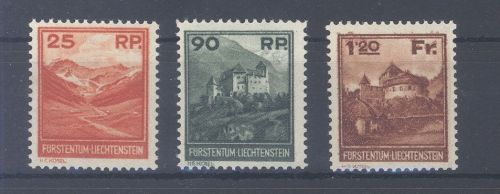 Liechtenstein Michel Nummer 119-21, Freimarken 1933 **