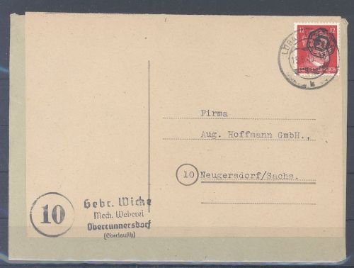 Dt. Lokalpost Löbau, interessanter Beleg als Doppelverwendung, geprüft