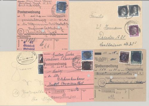SBZ, sächsische Schwärzungen, 5 Briefe aus verschiedenen Orten