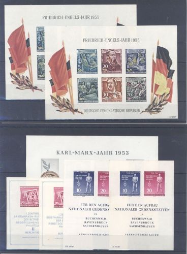 DDR, ** Posten Blöcke aus den 1950er Jahren auf 3 Steckkarten