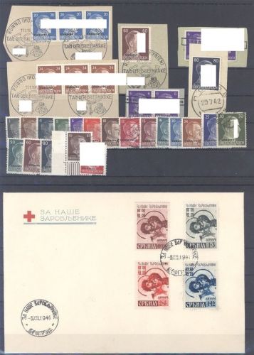 Dt. Bes. 2. WK, gestempelter Posten auf 3 Steckkarten