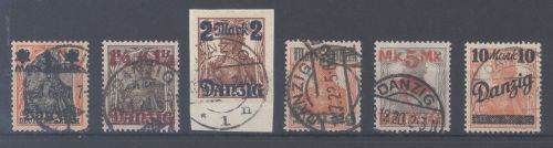 Danzig Michel Nummer 41-46 I, Freimarken 1920 gestempelt, geprüft