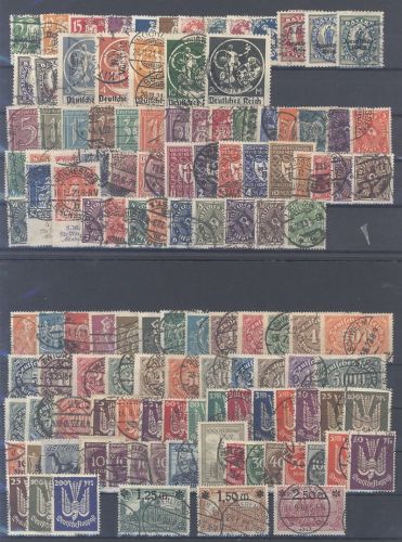 Dt. Reich, gestempelter Posten aus 1919-22 auf 2 Steckkarten
