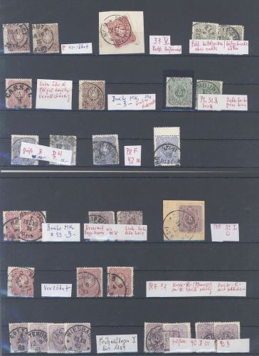 Dt. Reich, Posten Besonderheiten aus Michel Nr. 39-44 auf 4 Steckkarten