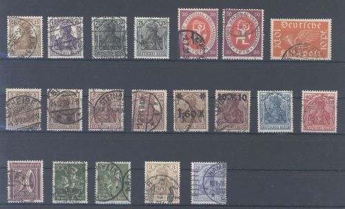 Dt. Reich, gestempelter Posten aus 1905-23 auf Steckkarte, geprüft