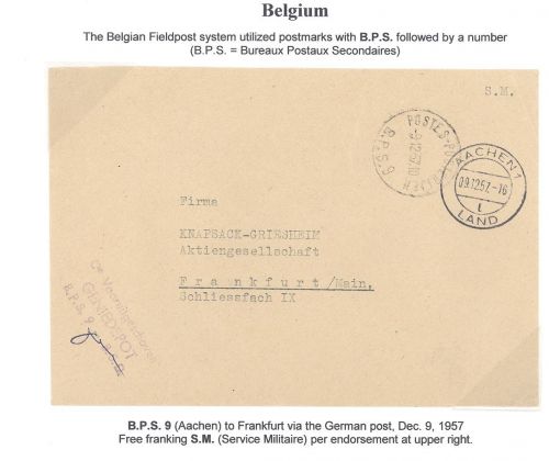 Alliierte Besetzung Belgischer Feldpost Brief 1957 aus Aachen
