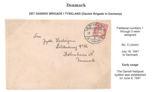 Alliierte Besetzung, Dänischer Feldpost Brief 1947 Brigade I Tyskland