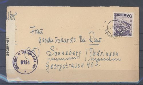 Österreich, Zensurbrief 1946 aus Graz nach Thüringen