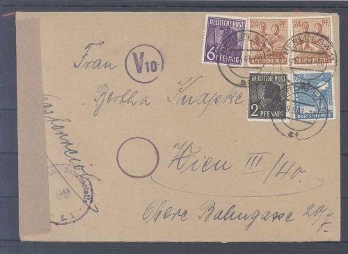All. Besetzung, Zensurbrief 1948 aus Berlin nach Wien