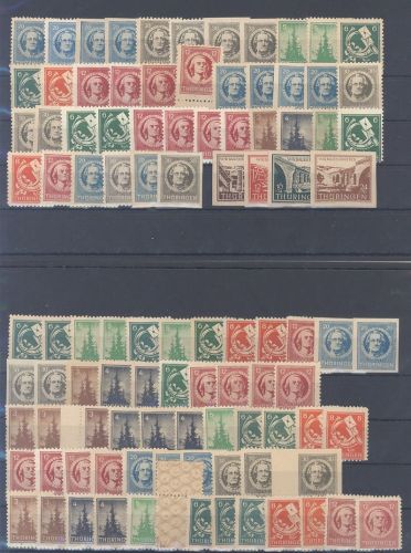 SBZ, ** Posten aus Michel Nummer 92-99 auf 2 Steckkarten