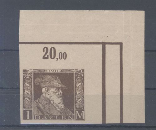 Bayern Michel Nummer 86 II, 1 Mark 1911 ** vom Eckrand, FA Kopie BPP