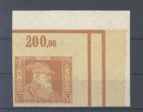 Bayern Michel Nummer 90 II, 10 Mark 1911 ** vom Eckrand, FA Kopie BPP
