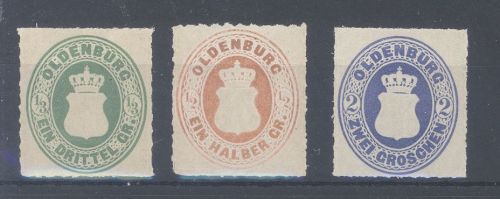 Oldenburg Michel Nummer 15, 16 und 18 aus Freimarken 1862 **