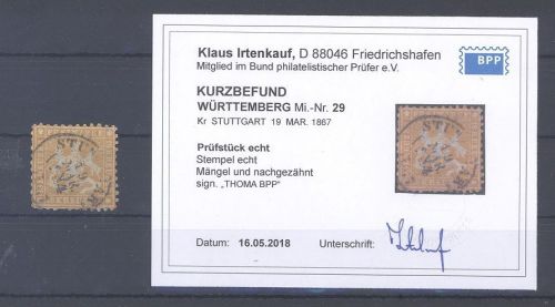 Württemberg Michel Nummer 29 18 Keuzer 1863 gestempelt Befund BPP