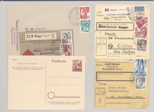 Franz. Zone, 5 verschiedene Belege als Posten