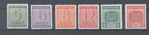 SBZ Michel Nummer 120-23x und 124-25x aus Freimarken 1945 **