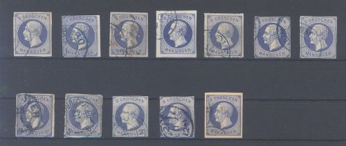 Hannover, 12 x Michel Nummer 15, 2 Groschen 1859 gestempelt