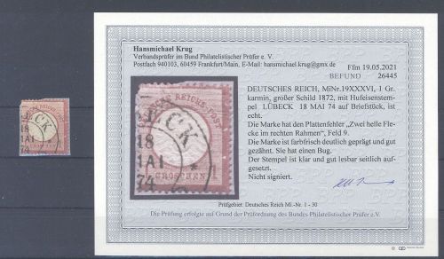 Dt. Reich, 1 Groschen Brustschild mit Plattenfehler XXXVI, Befund BPP