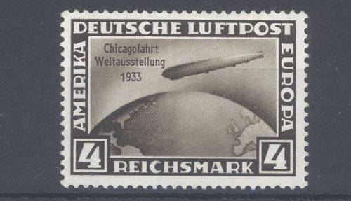Dt. Reich Michel Nummer 498, 4 RM Chicagofahrt 1933 **, geprüft BPP
