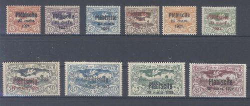 Dt. Abstimmung Oberschlesien Michel Nr. 30-40, Freimarken 1921 **
