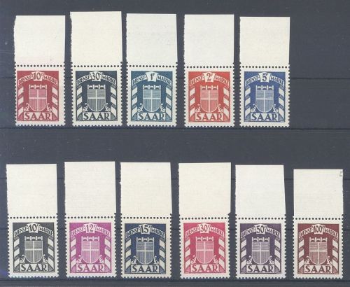 Saarland Dienst Michel Nummer 33-44, Dienst 1949 ** vom Oberrand