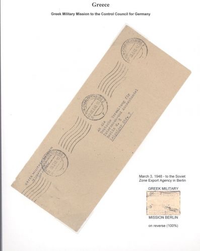 All. Besetzung, Brief griechische Militär Mission 1948 aus Berlin