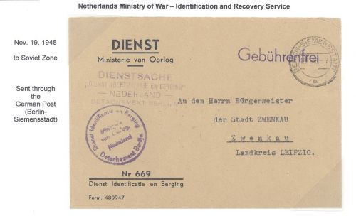 All. Besetzung, Brief Niederländische Militär Mission 1948 in die SBZ