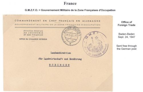 All. Besetzung, Brief Französische Militär Mission 1947 in die SBZ