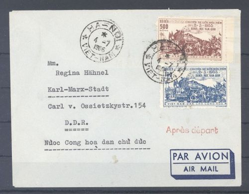 Vietnam, Lupo Brief Michel Nummer 31 und 34 MiF aus Hanoi in die DDR