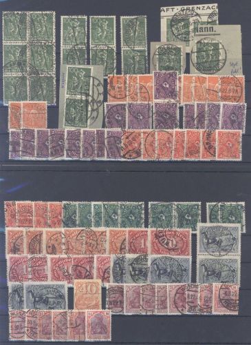 Dt. Reich, gestempelter Posten aus 1921-23 auf 6 Steckkarten