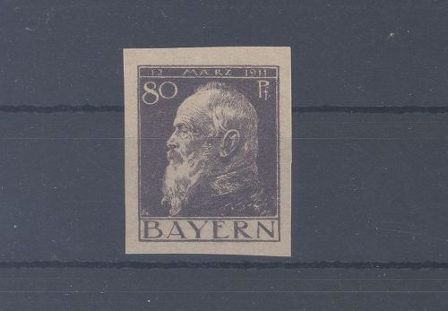 Bayern Michel Nummer 85 I U, 80 Pfg. Freimarke 1911 ungezähnt **