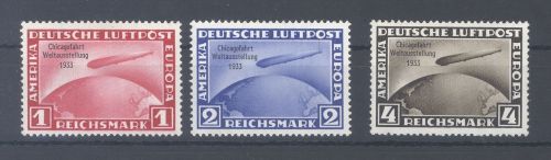 Dt. Reich Michel Nummer 496-98 Zeppelin Chicagofahrt ungebraucht *