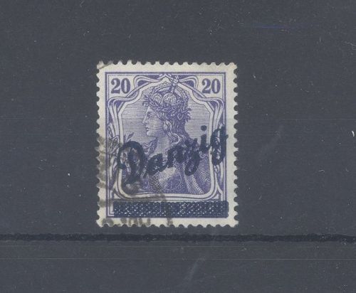 Danzig Michel Nr. 23 AF I, 20 Pfg. Aufdruckfehler I gestempelt, gp. BPP