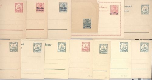 Dt. Kolonien und Auslandspost, 13 ungebrauchte GA als Posten