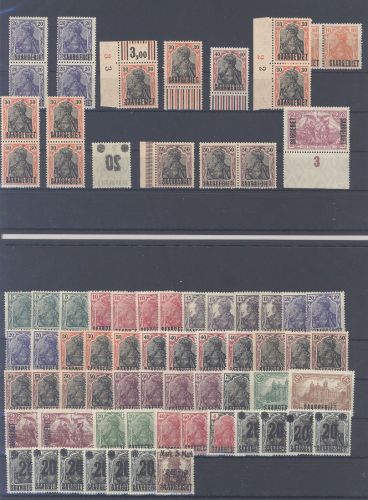 Saargebiet, ** Posten aus 32-52, Freimarken 1920-21 auf 2 Steckkarten